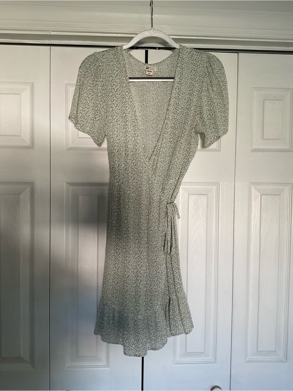 Billabong Mint Green Floral Wrap Dress with Tie